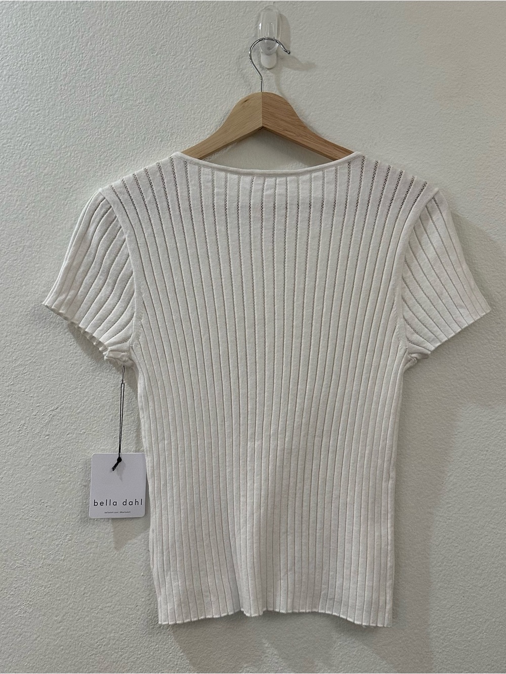 Bella Dahl Bella‎ Cap Sleeve Cashmere Blend Henley Top Size Medium NWT White - Picture 6 of 11
